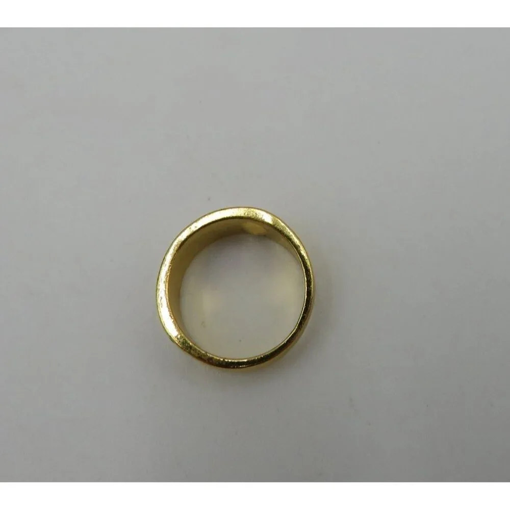 Wide Band Ring Womens‎ Size 6 Imitation Ruby Red Rhinestones Gold Silver Tone